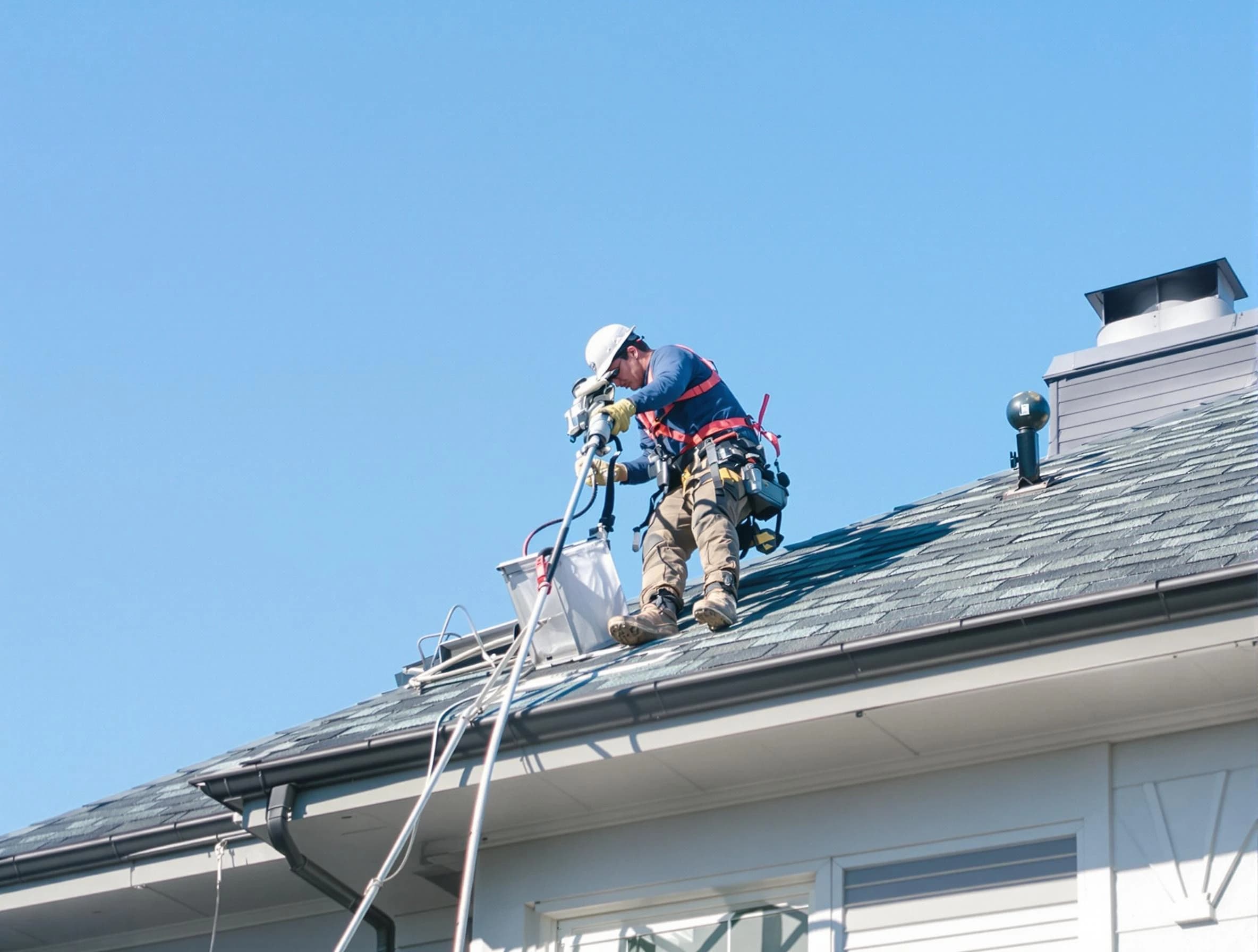 Elk Ridge Dryer Vent Cleaning certified technician cleaning a roof-mounted dryer vent system in Elk Ridge